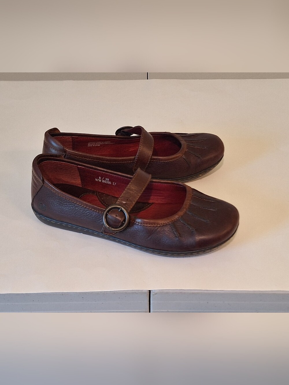 Born Naomi Mary Jane Shoes Brown Burgundy Leather Size 8 W6395 Comfort Cushioned